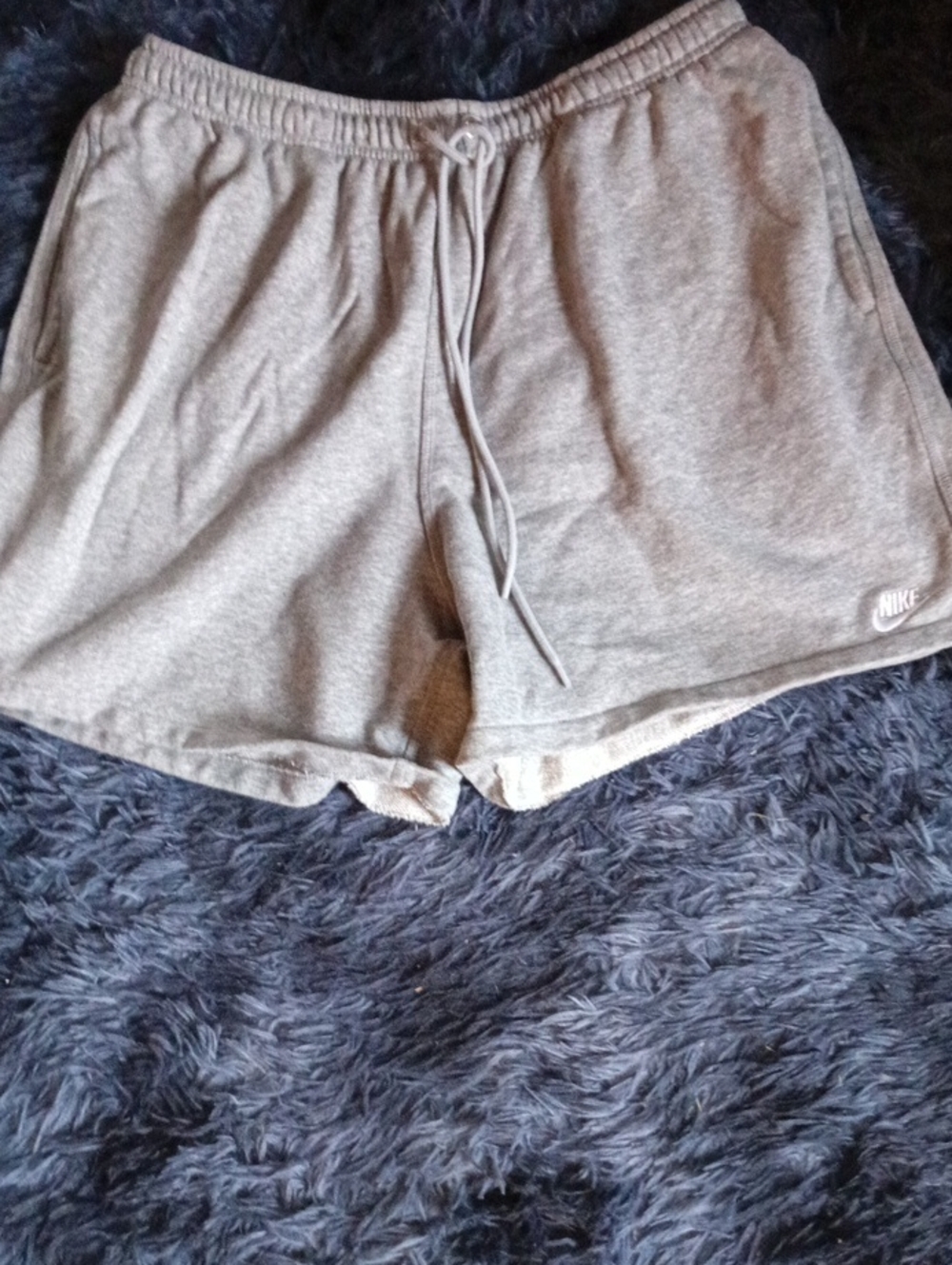 Nike Light Gray Athletic Fleece Shorts with Drawstring